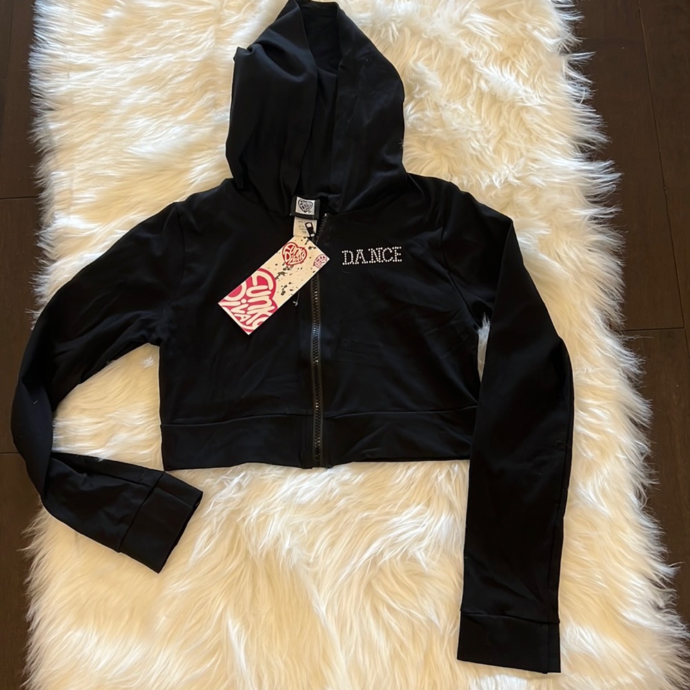 Funky Diva Girls Black Dance Hoodie NWT Size Large